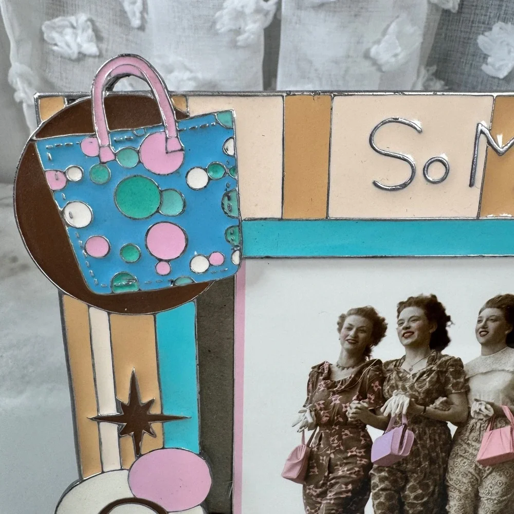 SixTrees Enameled Photo Frame So Many Bags Only Two‎ Hands Shopping Novelty 6x4